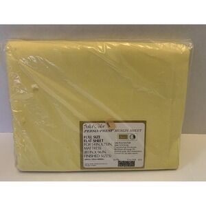 Vintage Sears Yellow Muslin Perma-Prest Full Flat Sheet Made in USA NEW NOS